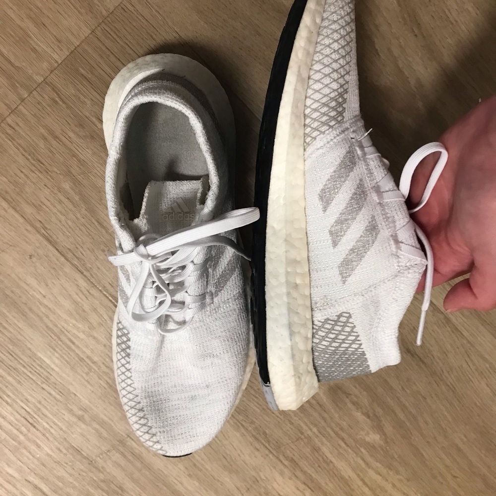 White adidas pureboost shoes
